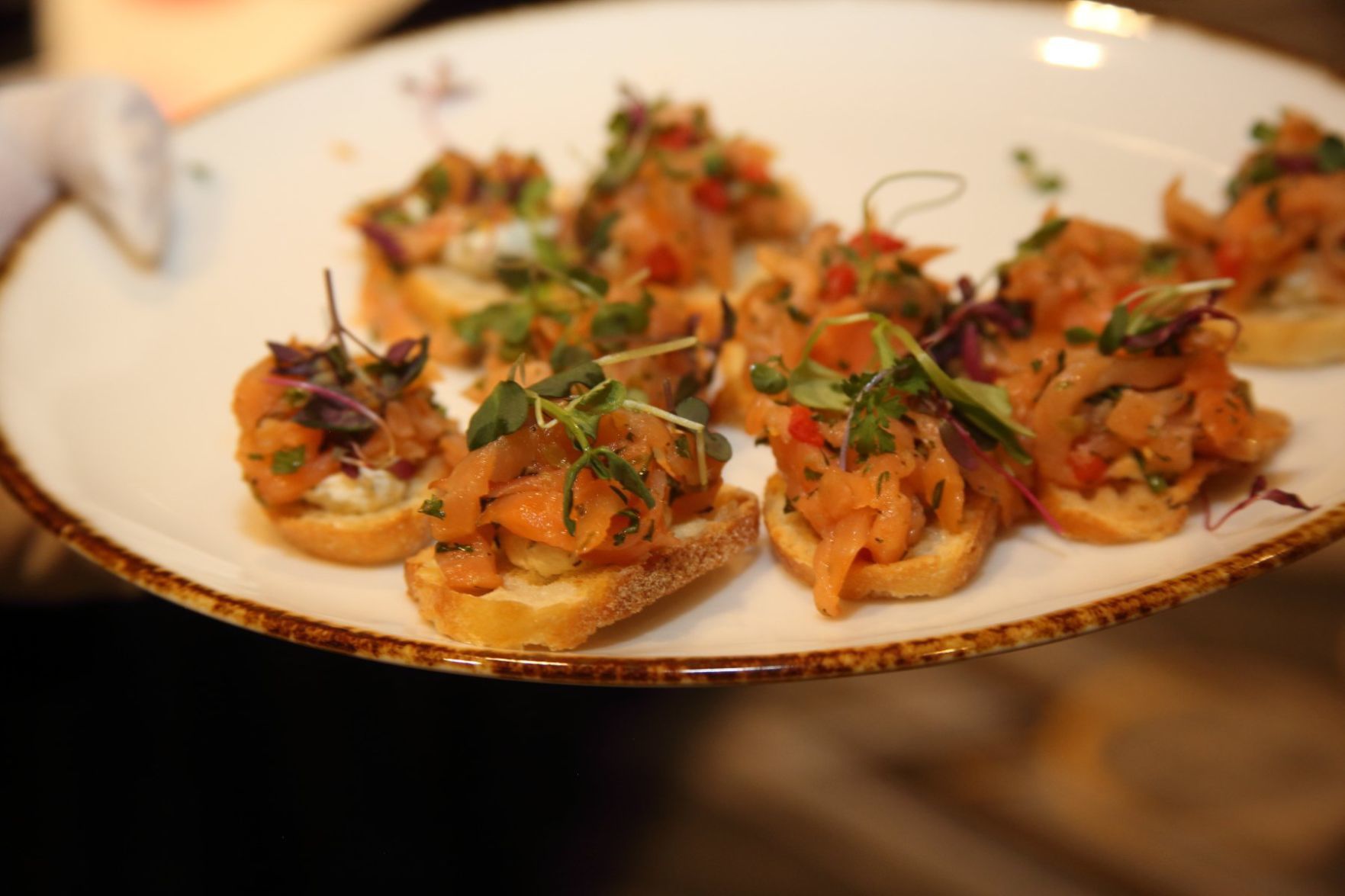 Smoked Salmon Tartare with Lemon Creme Fraiche and Fried Capers